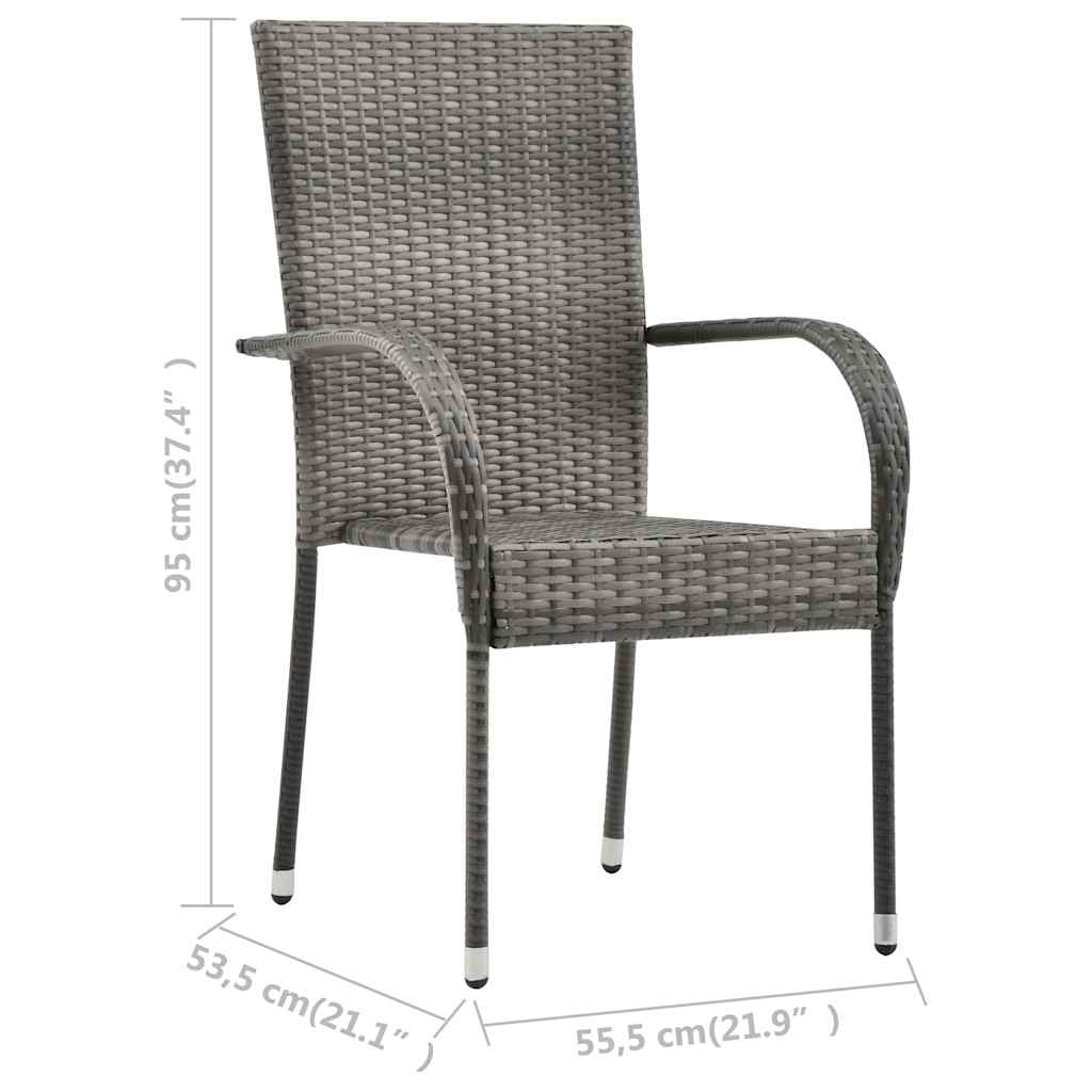 Set Mobili da Pranzo per Giardino 7 pz Grigio | homemem39