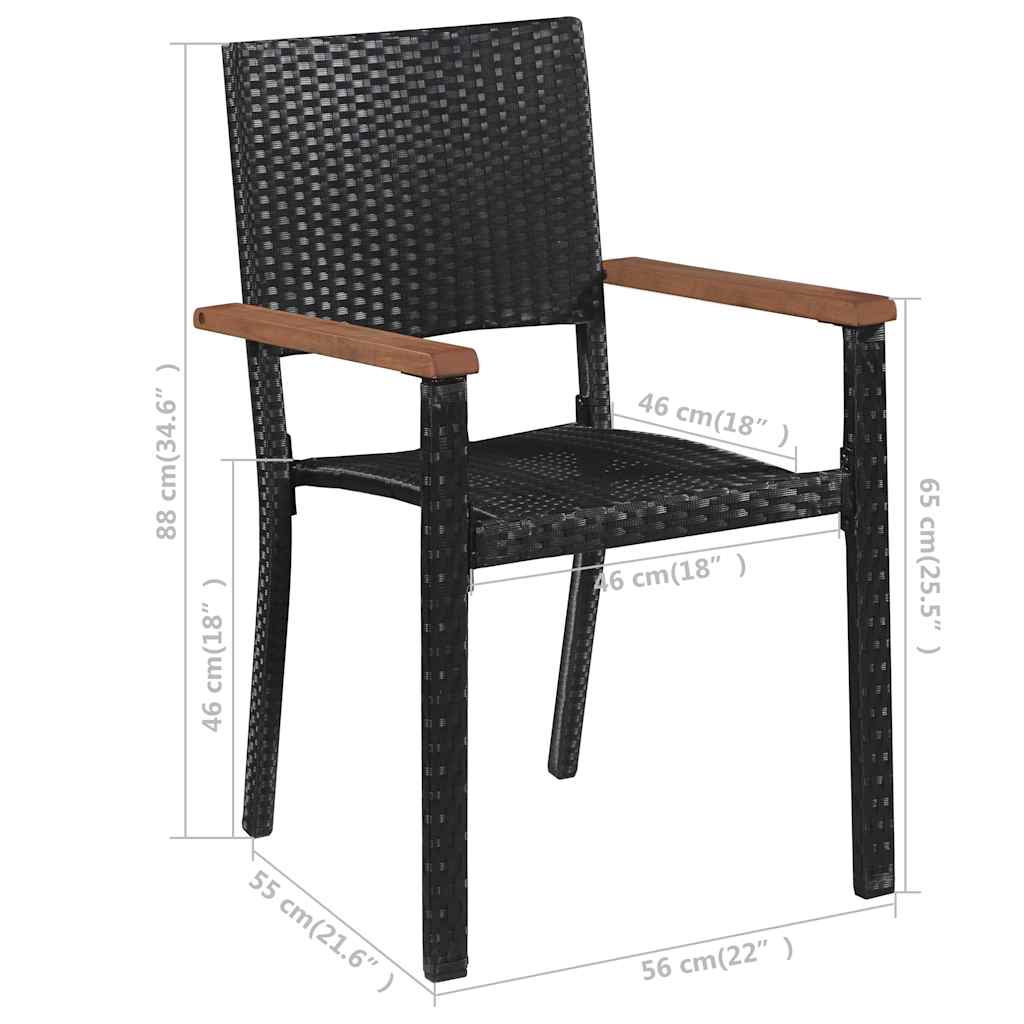 Set Mobili da Pranzo per Giardino 7 pz Nero | homemem39