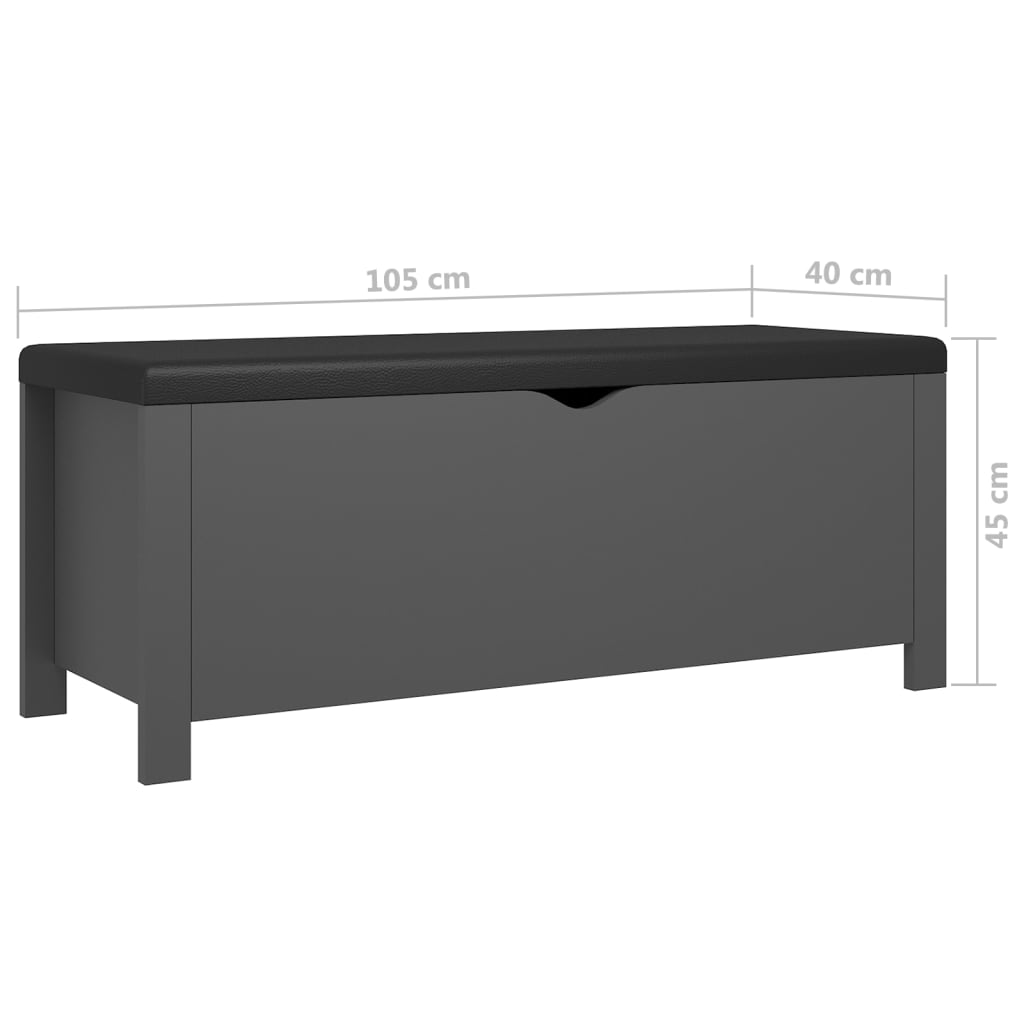 Contenitore con Cuscino Grigio 105x40x45cm Legno Multistrato | homemem39