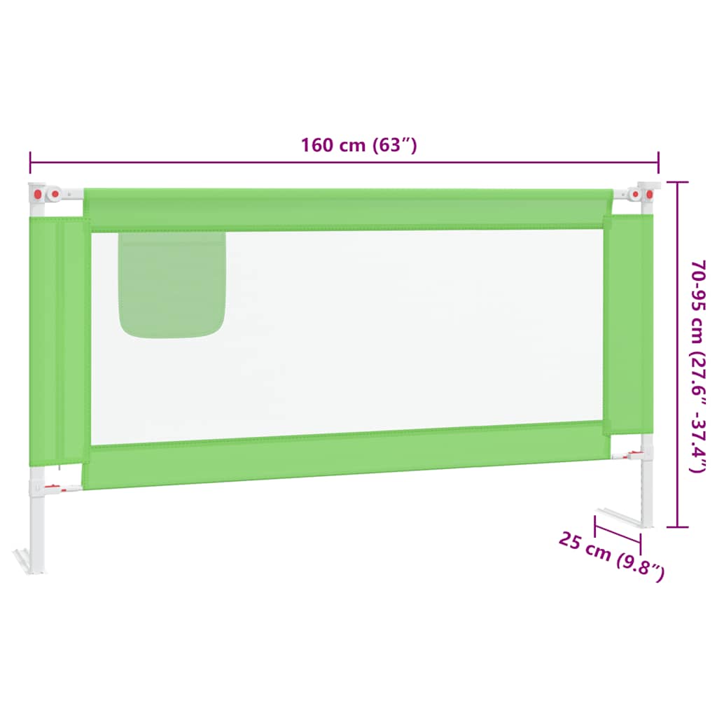 Sponda Letto di Sicurezza per Bambini Verde 160x25cm in Tessuto | homemem39