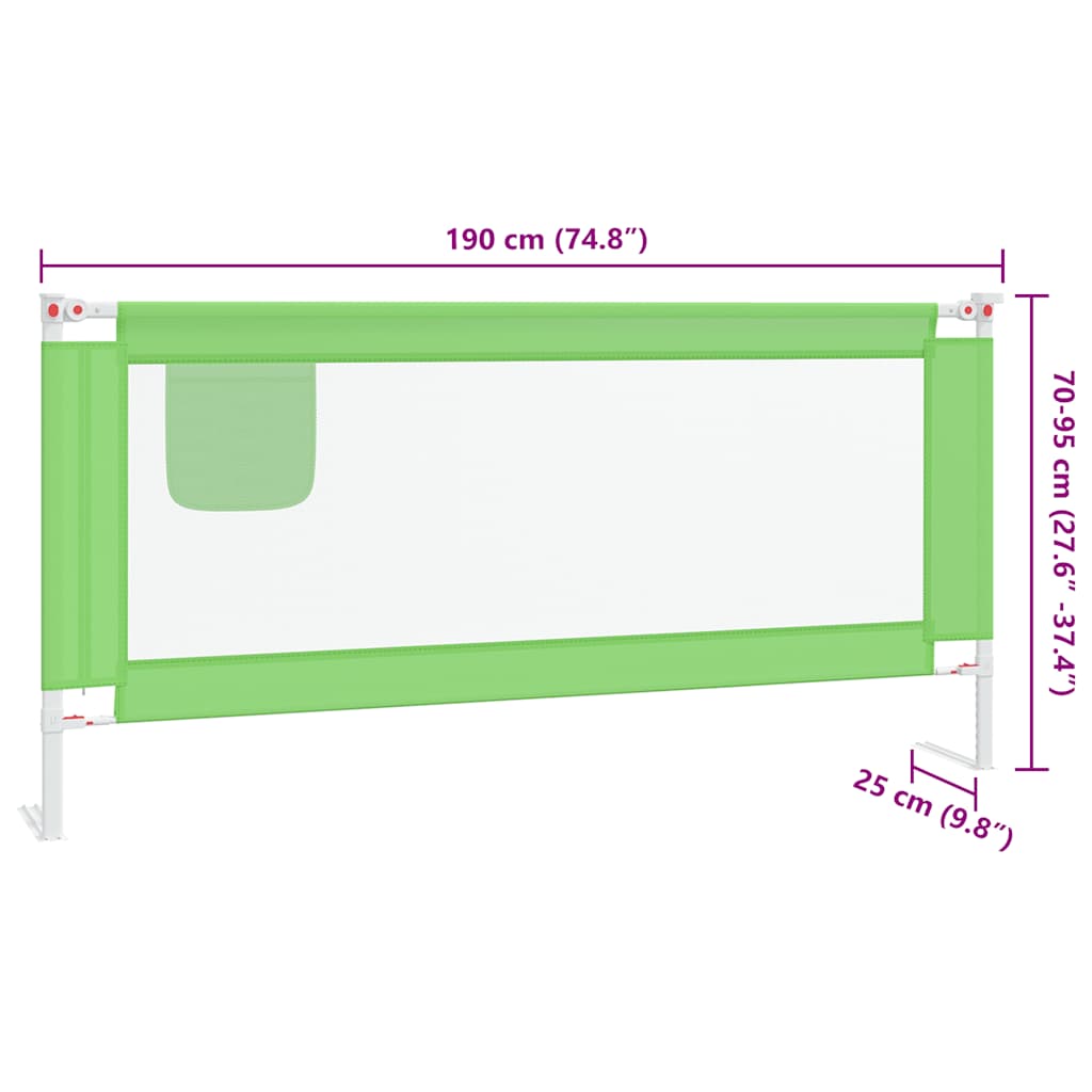 Sponda Letto di Sicurezza per Bambini Verde 190x25cm in Tessuto - homemem39