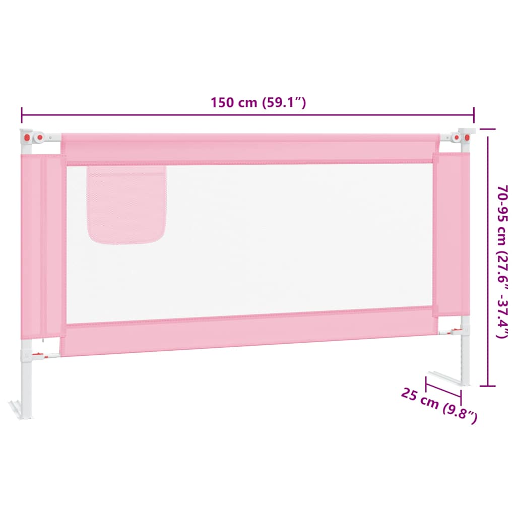 Sponda Letto di Sicurezza per Bambini Rosa 150x25 cm Tessuto - homemem39