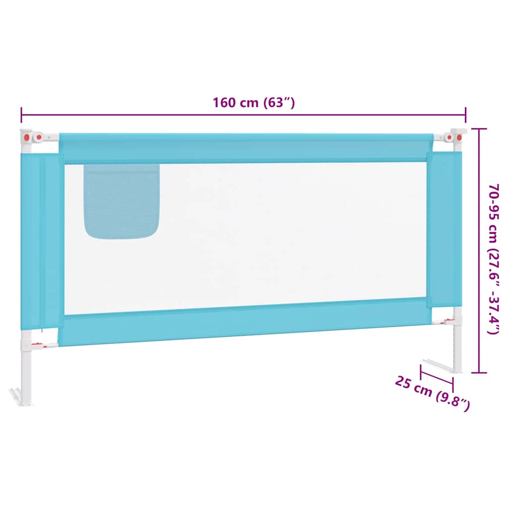 Sponda Letto di Sicurezza per Bambini Blu 160x25 cm in Tessuto | homemem39