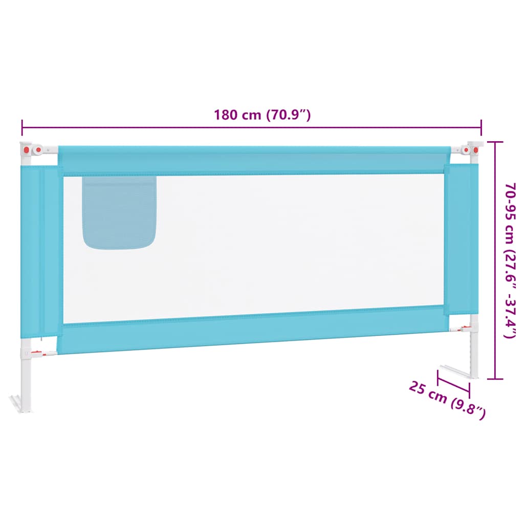 Sponda Letto di Sicurezza per Bambini Blu 180x25 cm in Tessuto