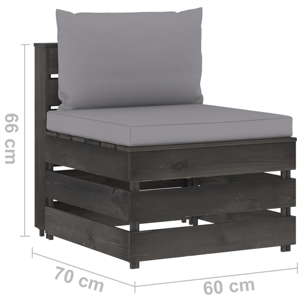 Divano Centrale Modulare con Cuscini in Legno Impregnato Grigio | homemem39