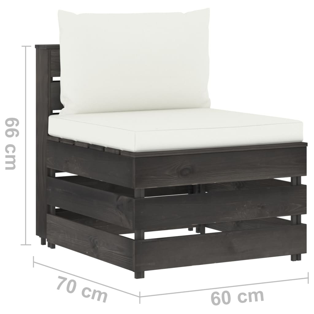 Divano Centrale Modulare con Cuscini in Legno Impregnato Grigio | homemem39