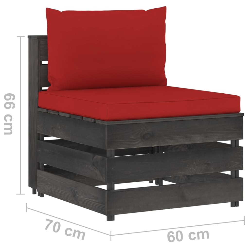 Divano Centrale Modulare con Cuscini in Legno Impregnato Grigio | homemem39
