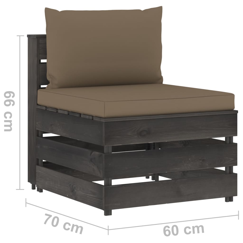Divano Centrale Modulare con Cuscini in Legno Impregnato Grigio | homemem39