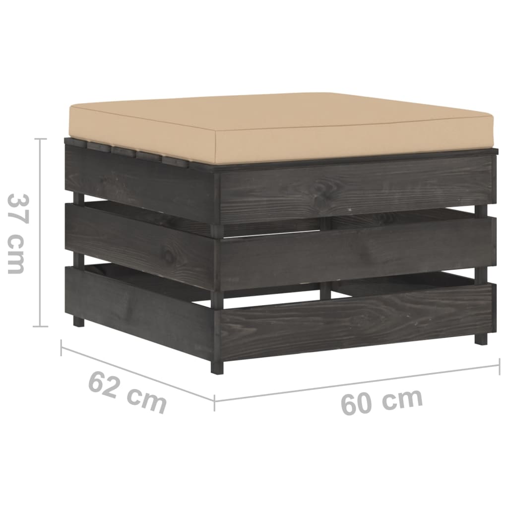 Set Salotto da Giardino 2pz con Cuscini Legno Impregnato Grigio | homemem39