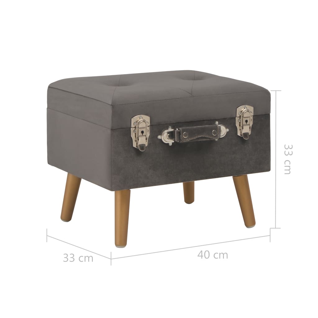 Sgabello con Contenitore 40 cm in Velluto Grigio | homemem39