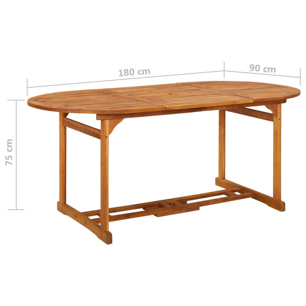 Tavolo da Pranzo per Esterni 180x90x75cm Legno Massello Acacia | homemem39