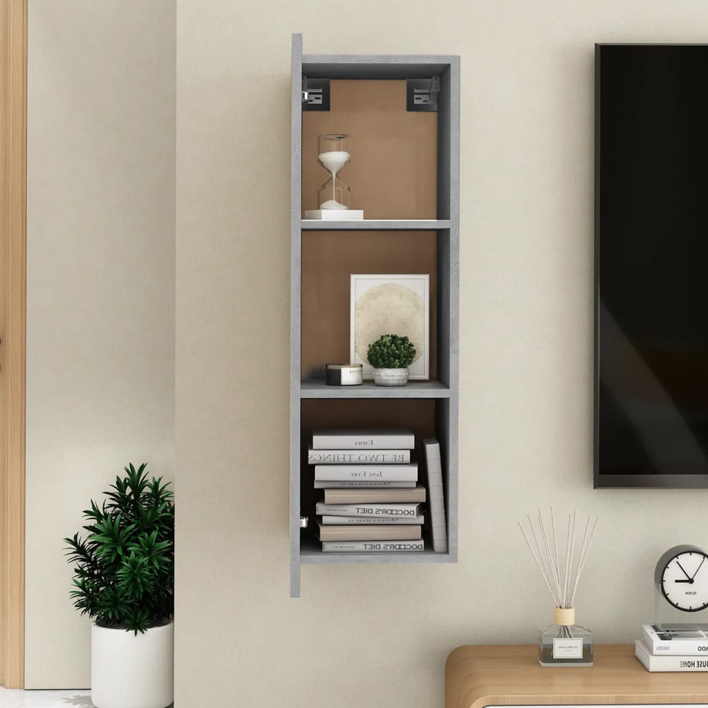 Mobile Porta TV Grigio Cemento 30,5x30x90 cm Legno Multistrato - homemem39