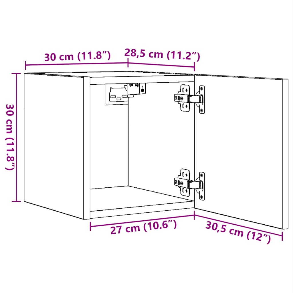 Mobili Porta TV a Parete 4pz Rovere Sonoma 30,5x30x30 cm | homemem39