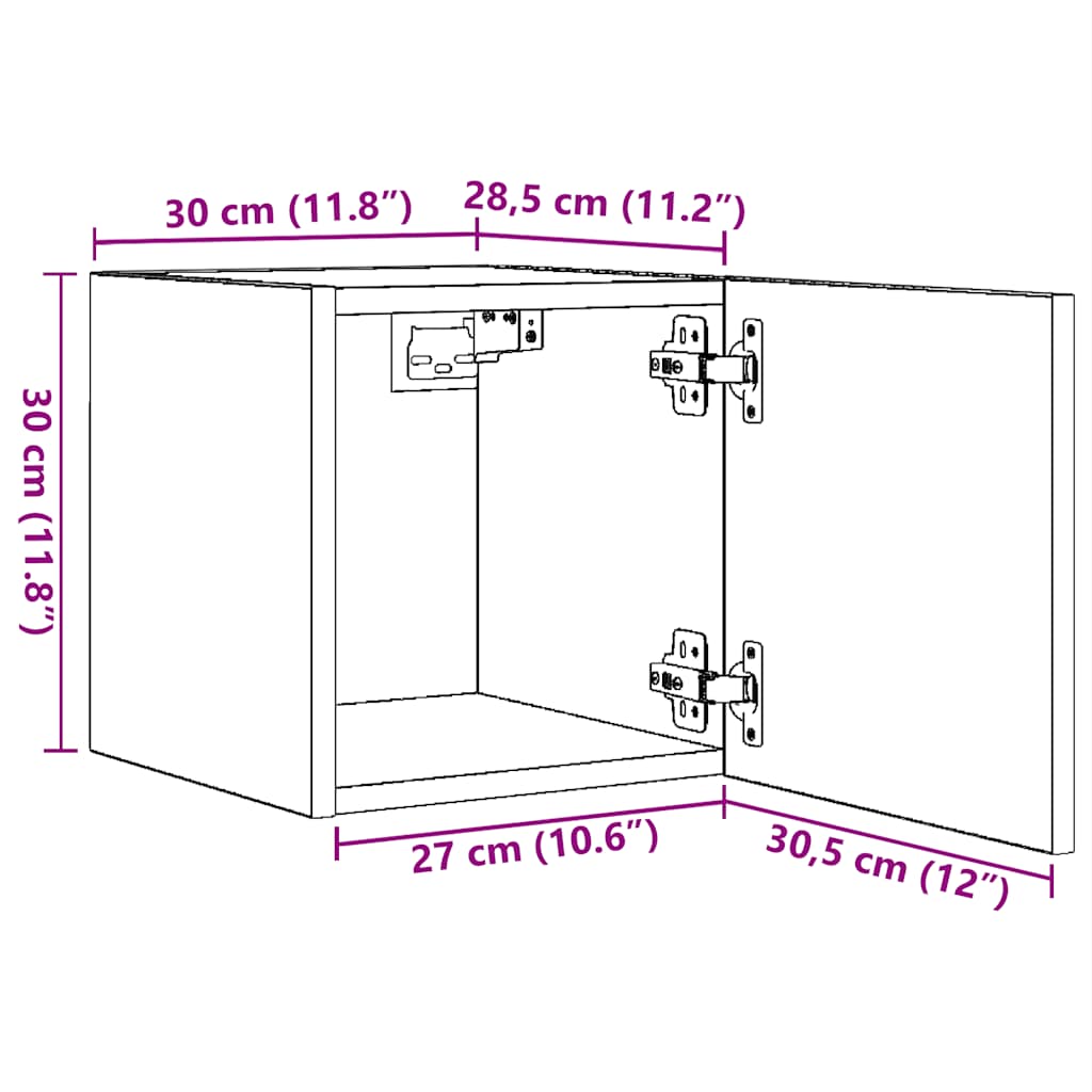 Mobile Porta TV a Parete Grigio Cemento 30,5x30x30 cm | homemem39