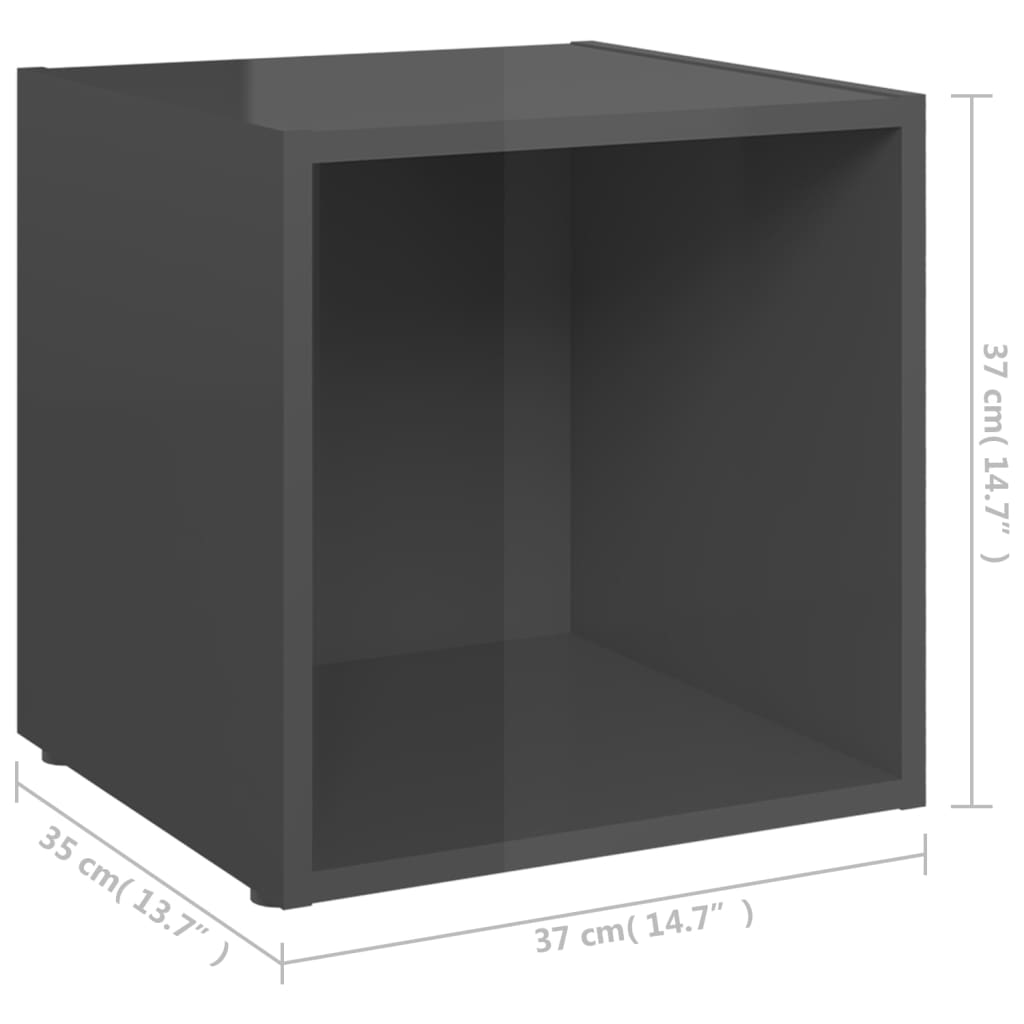 Mobili Porta TV 4pz Grigio Lucido 37x35x37 cm Legno Multistrato | homemem39