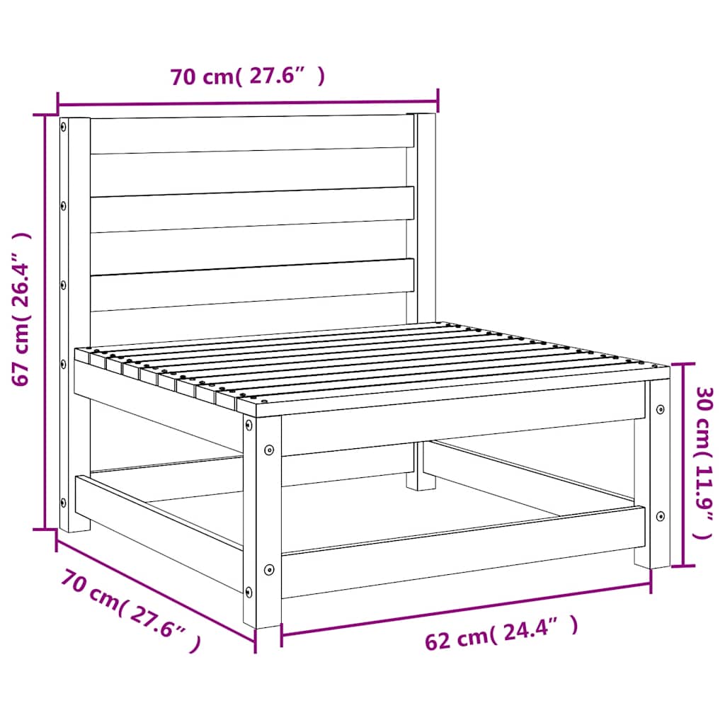 Set Divani da Giardino 3 pz Grigi in Legno Massello di Pino | homemem39