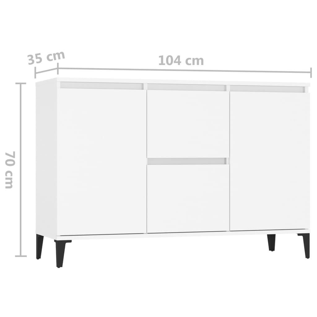 Credenza Bianca 102x35x70 cm in Legno Multistrato - homemem39