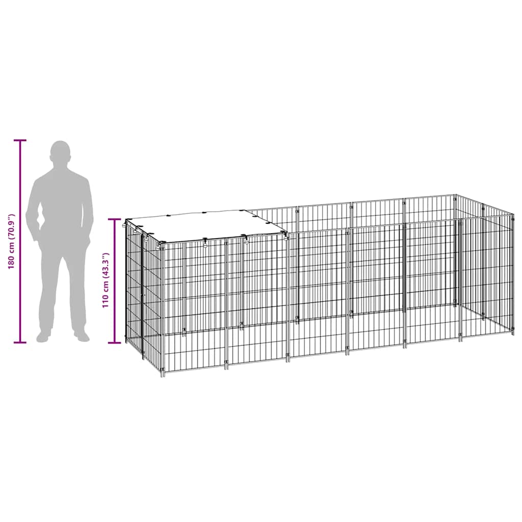 Gabbia per Cani Argento 330x110x110 cm in Acciaio | homemem39