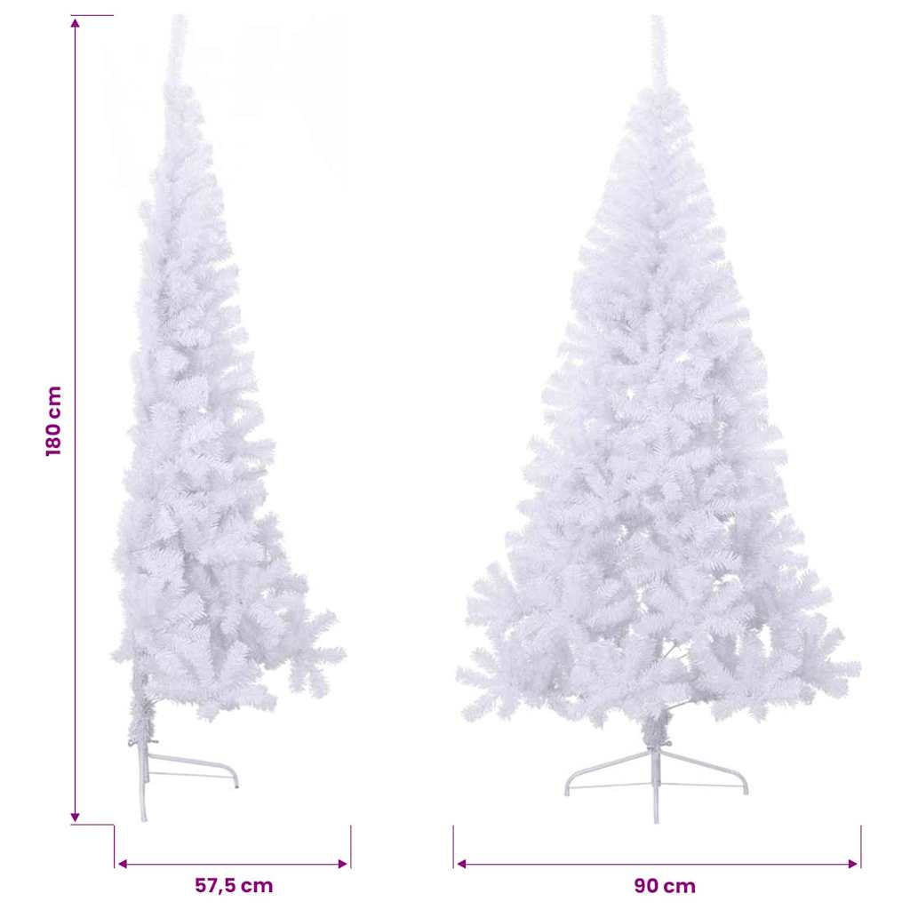 Albero di Natale Artificiale Metà con Supporto Bianco 180cm PVC