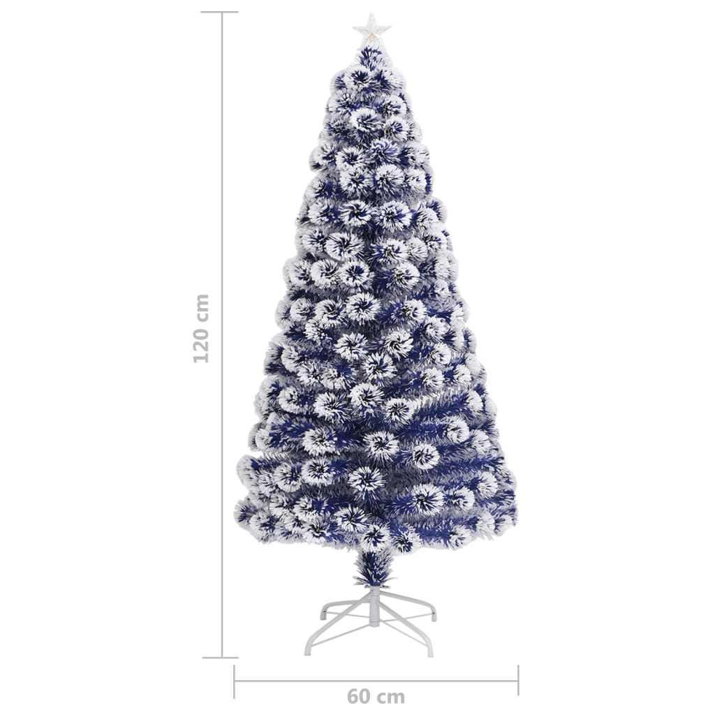 Albero Natale Preilluminato Bianco e Blu 120 cm in Fibra Ottica