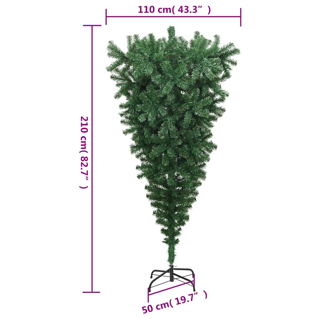 Albero di Natale Artificiale Capovolto con Supporto Verde 210 cm PVC | homemem39