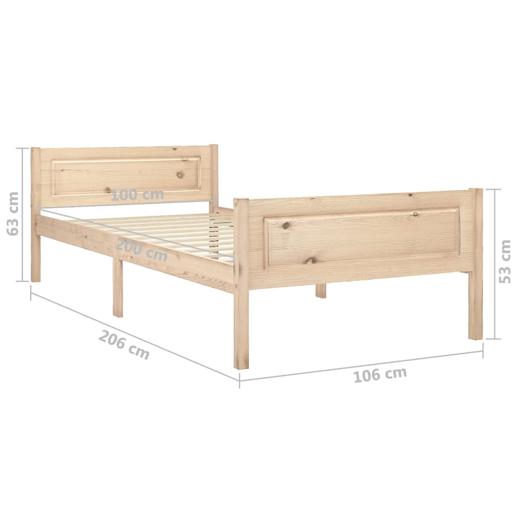 Giroletto senza Materasso 100x200 cm in Legno Massello di Pino | homemem39