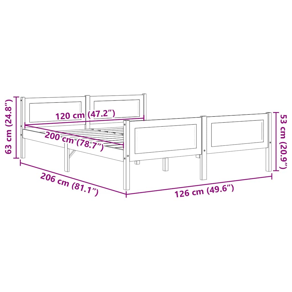 Giroletto senza Materasso 120x200 cm in Legno Massello di Pino | homemem39