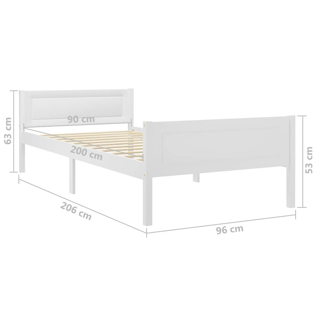 Giroletto senza Materasso Bianco 90x200 cm Legno Massello Pino | homemem39