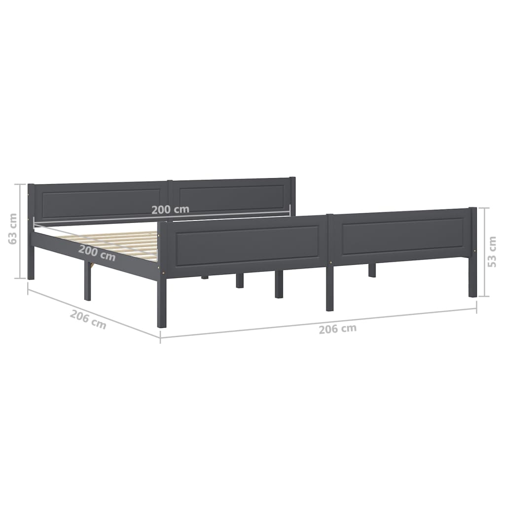 Giroletto senza Materasso Legno Massello Pino Grigio 200x200 cm | homemem39