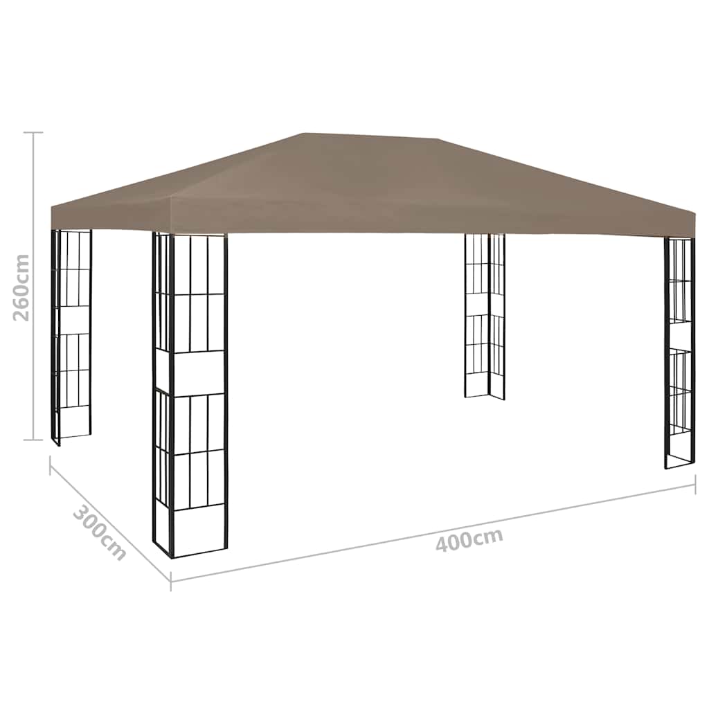 Gazebo con Luci a Stringa LED 4x3 m Grigio Talpa | homemem39
