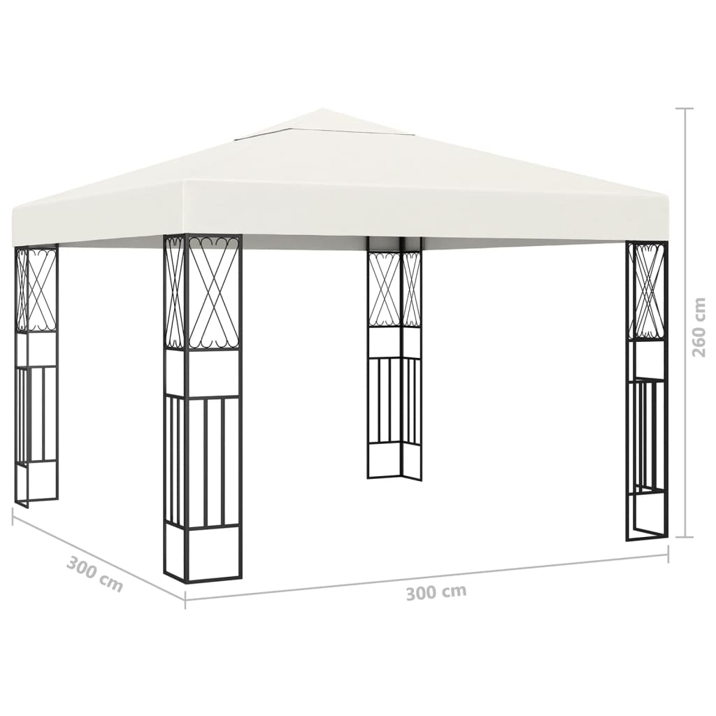 Gazebo con Stringa di Luci LED 3x3 m in Tessuto Crema - homemem39