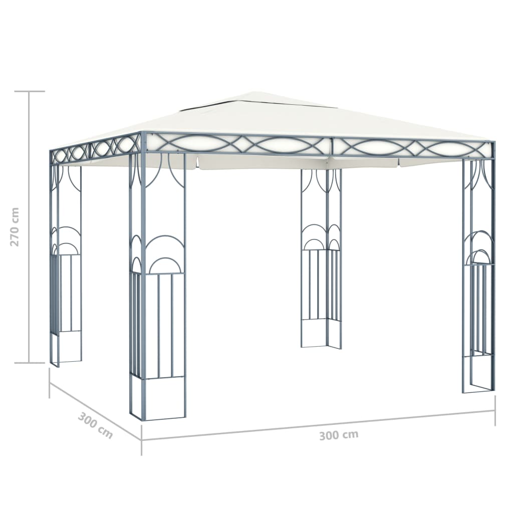 Gazebo con Stringa di Luci LED 300x300 cm Crema | homemem39