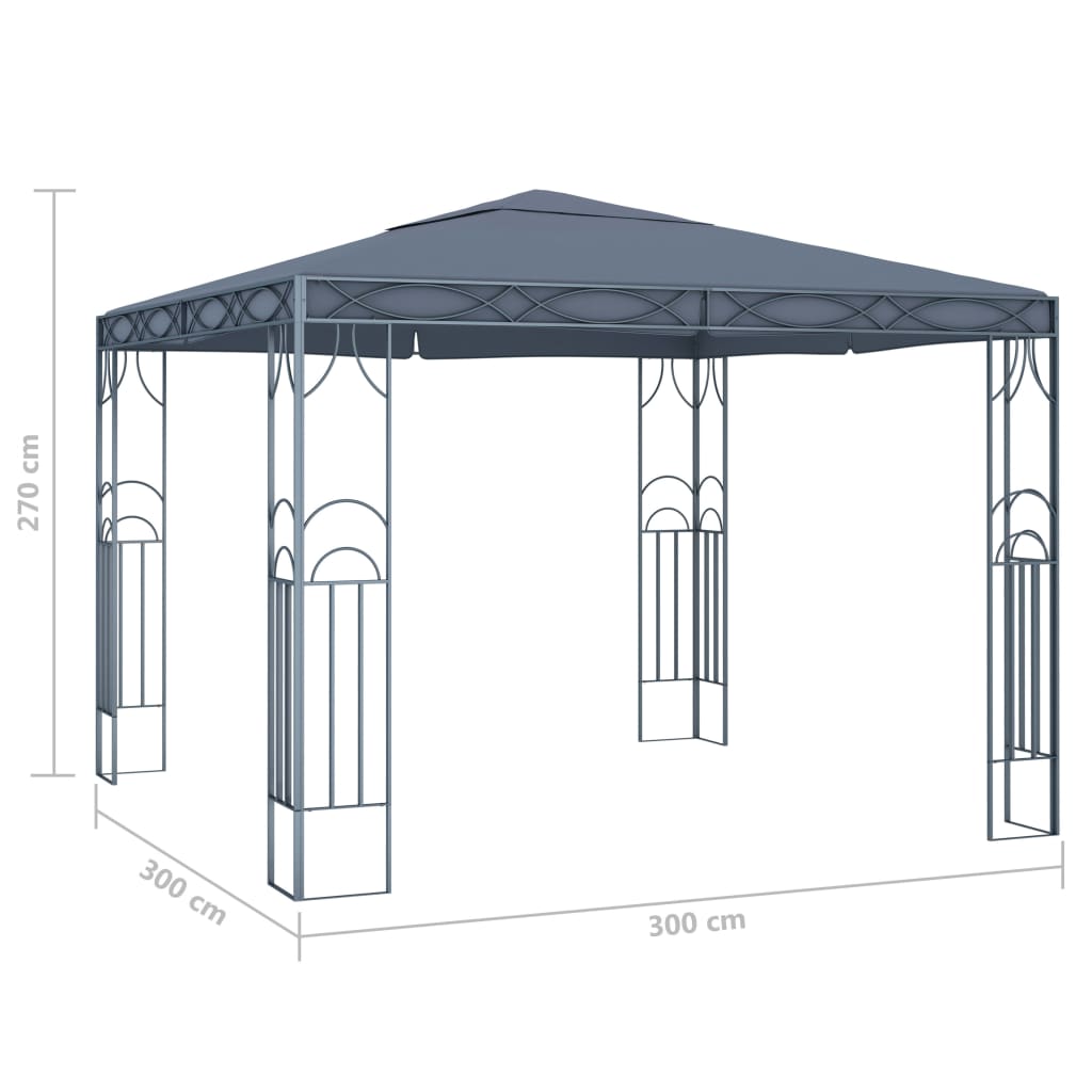 Gazebo con Stringa di Luci LED 300x300 cm Antracite | homemem39