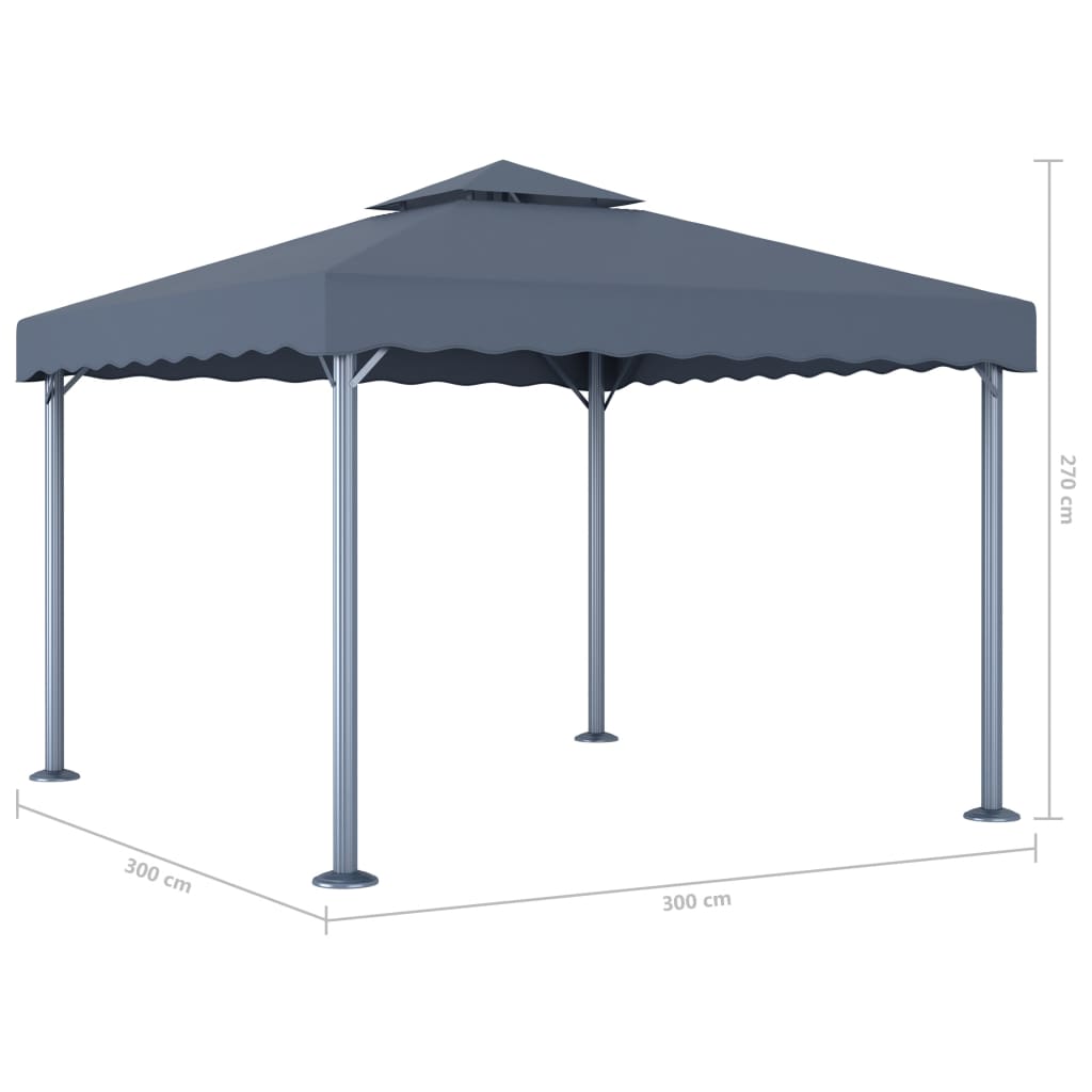 Gazebo con Stringa di Luci LED 300x300 cm Antracite Alluminio - homemem39