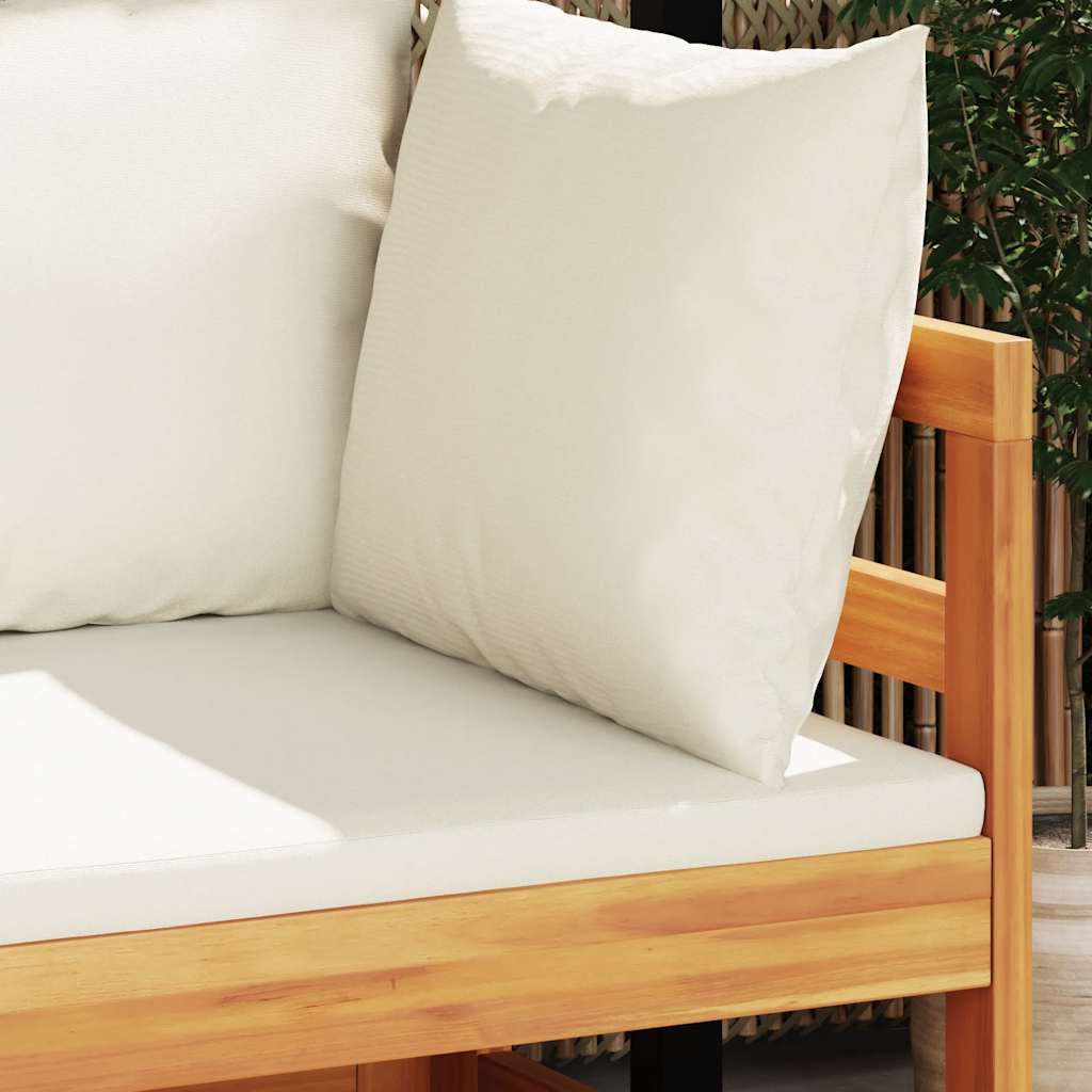Divano Angolare con Cuscini Bianco Crema in Massello di Acacia | homemem39