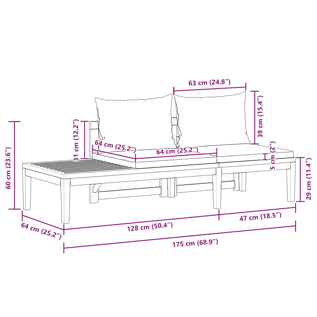 Panca Giardino Tavolo e Cuscini Grigio Scuro Massello d'Acacia - homemem39
