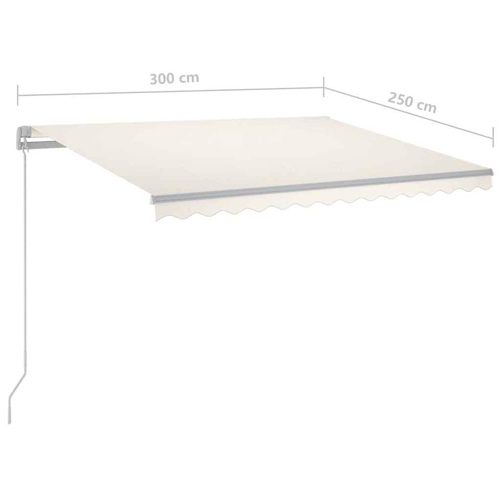 Tenda da Sole Retrattile Manuale con LED 300x250 cm Crema | homemem39