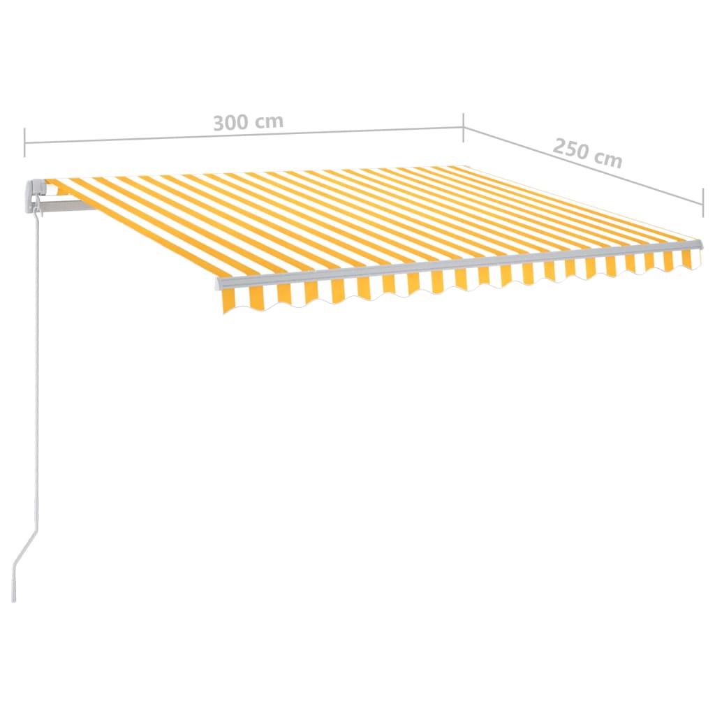 Tenda da Sole Manuale con LED 300x250 cm Gialla e Bianca | homemem39