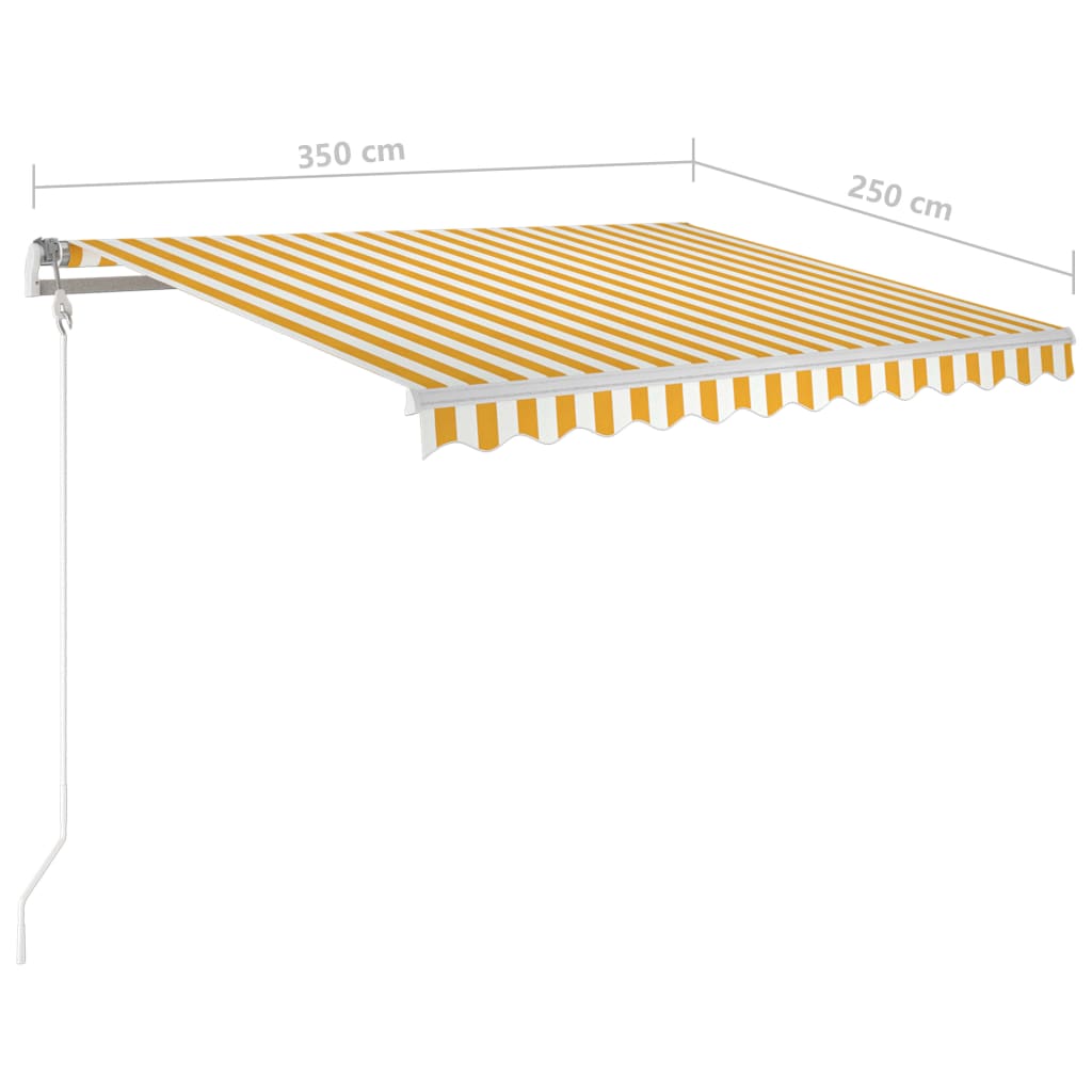 Tenda da Sole Retrattile Manuale 350x250 cm Gialla e Bianca | homemem39