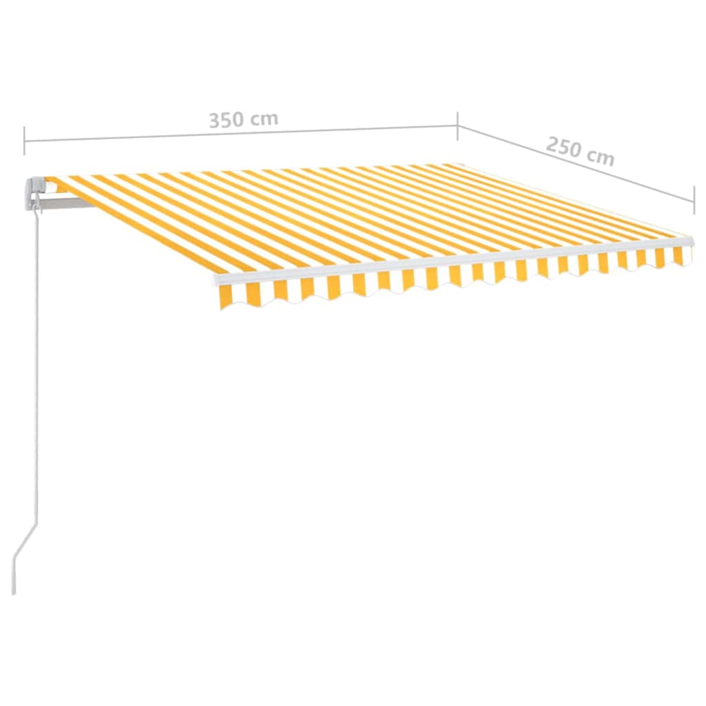 Tenda da Sole Retrattile Manuale LED 350x250 cm Gialla e Bianca | homemem39