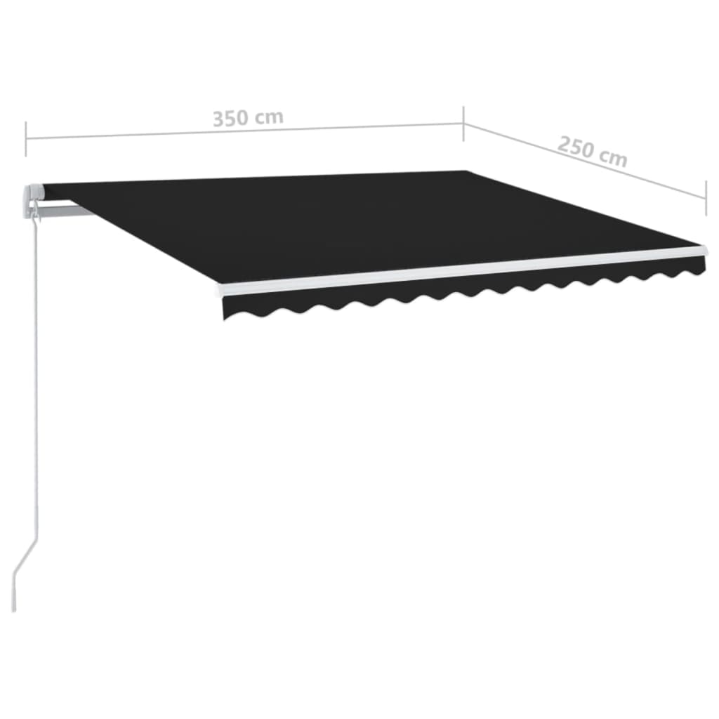 Tenda da Sole Retrattile Manuale con LED 350x250 cm Antracite | homemem39