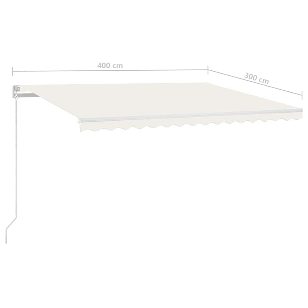 Tenda da Sole Retrattile Manuale con LED 400x300 cm Crema | homemem39