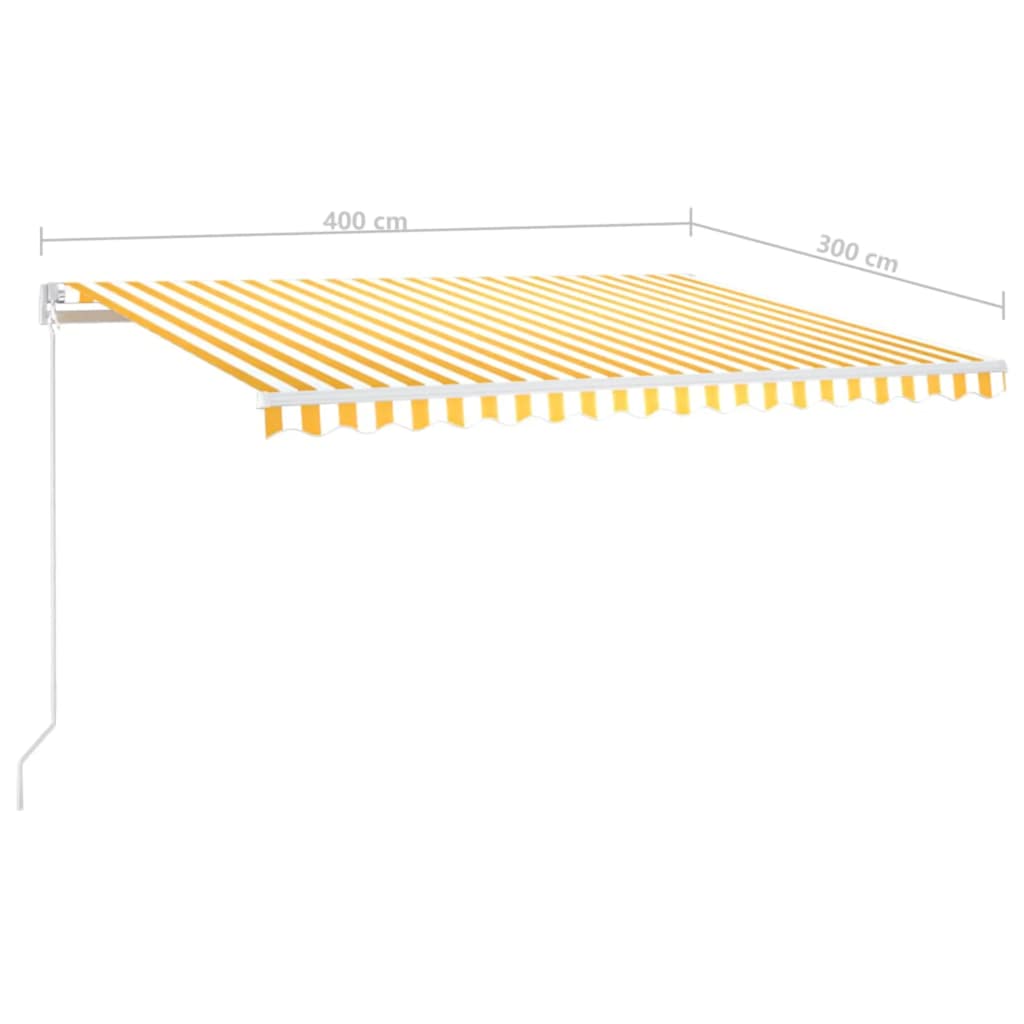 Tenda da Sole Retrattile Manuale e LED 400x300cm Gialla Bianca | homemem39