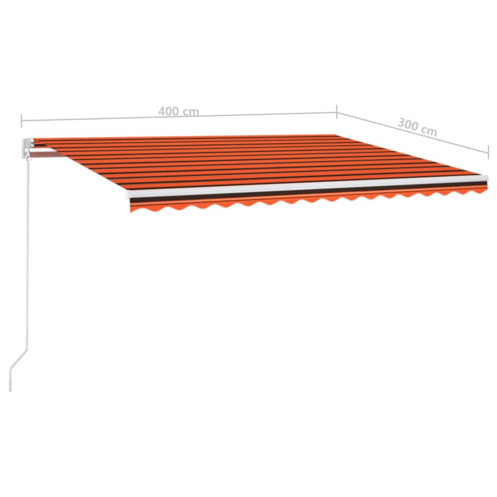 Tenda da Sole Retrattile Manuale LED 400x300 cm Arancio Marrone | homemem39