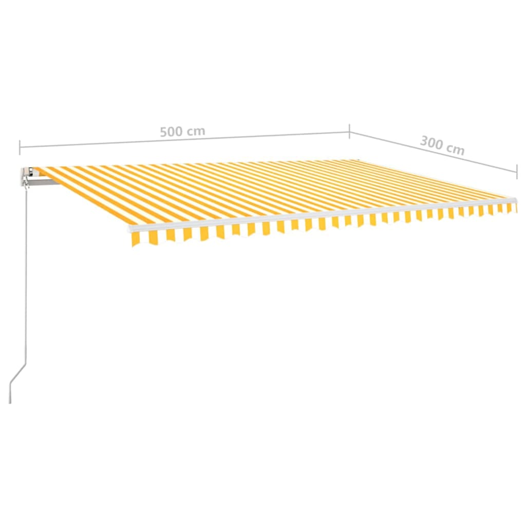 Tenda Automatica Sensore Vento e LED 500x300 cm Gialla Bianca | homemem39