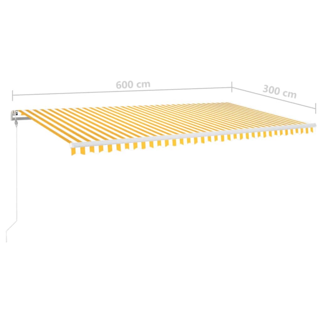Tenda Automatica con Sensore Vento LED 600x300 cm Gialla Bianca | homemem39