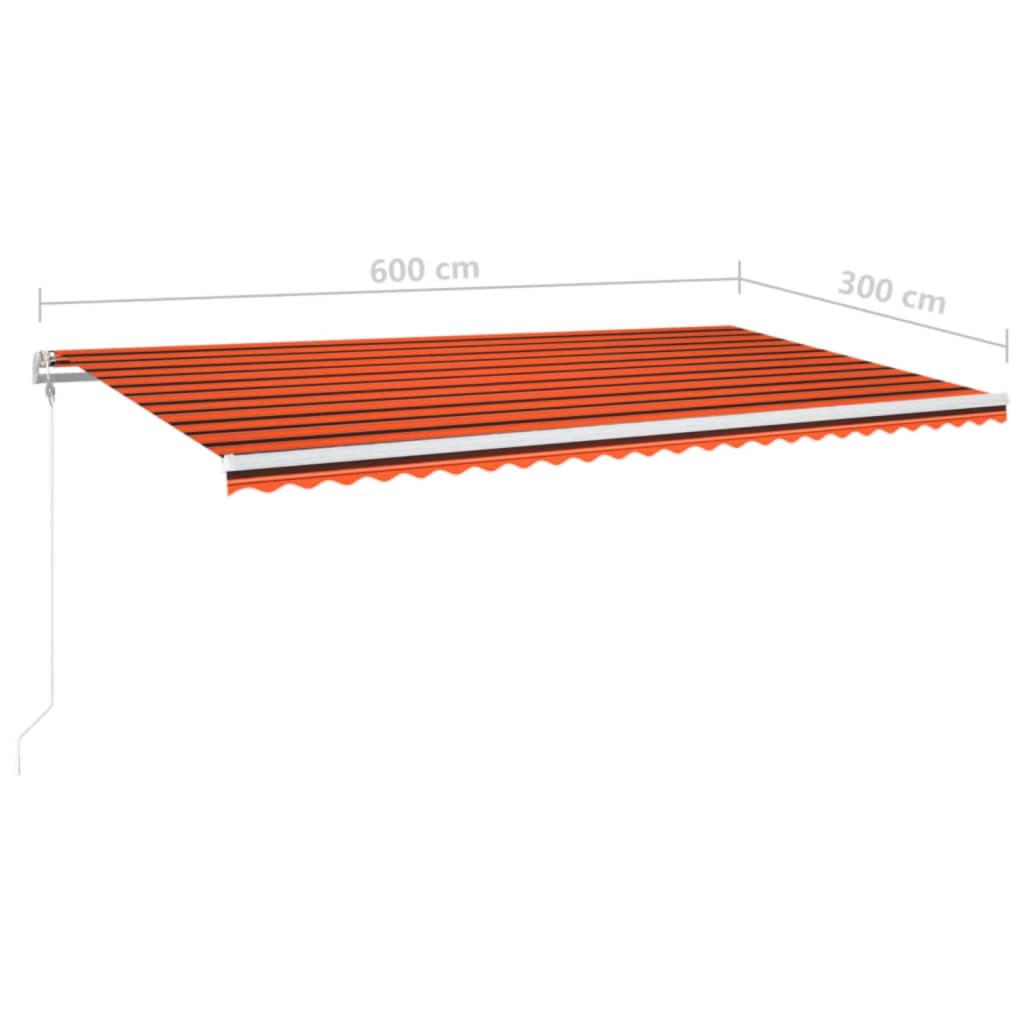 Tenda Automatica Sensore Vento e LED 600x300 cm Arancio Marrone | homemem39