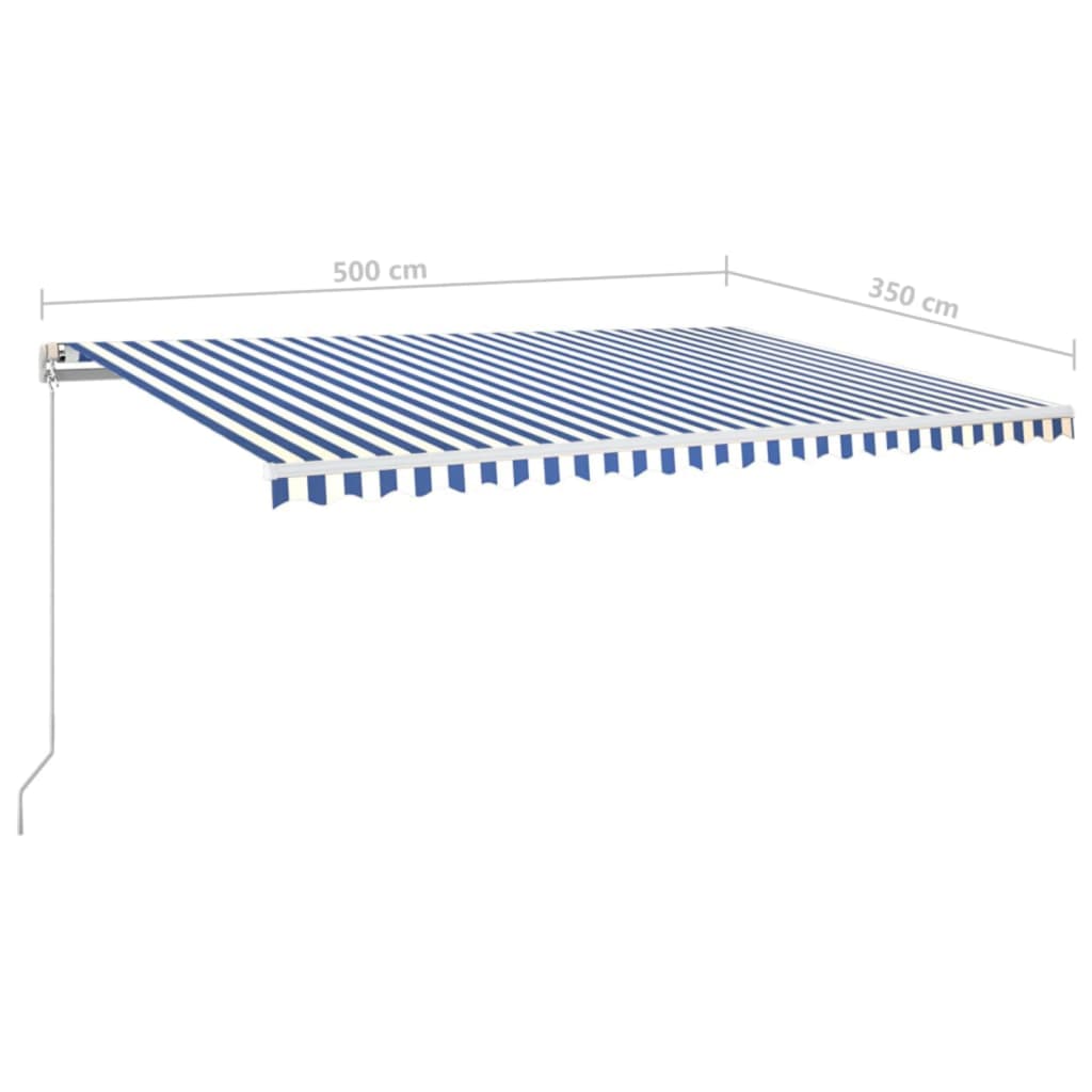 Tenda da Sole Retrattile Manuale LED 500x350 cm Blu e Bianca - homemem39