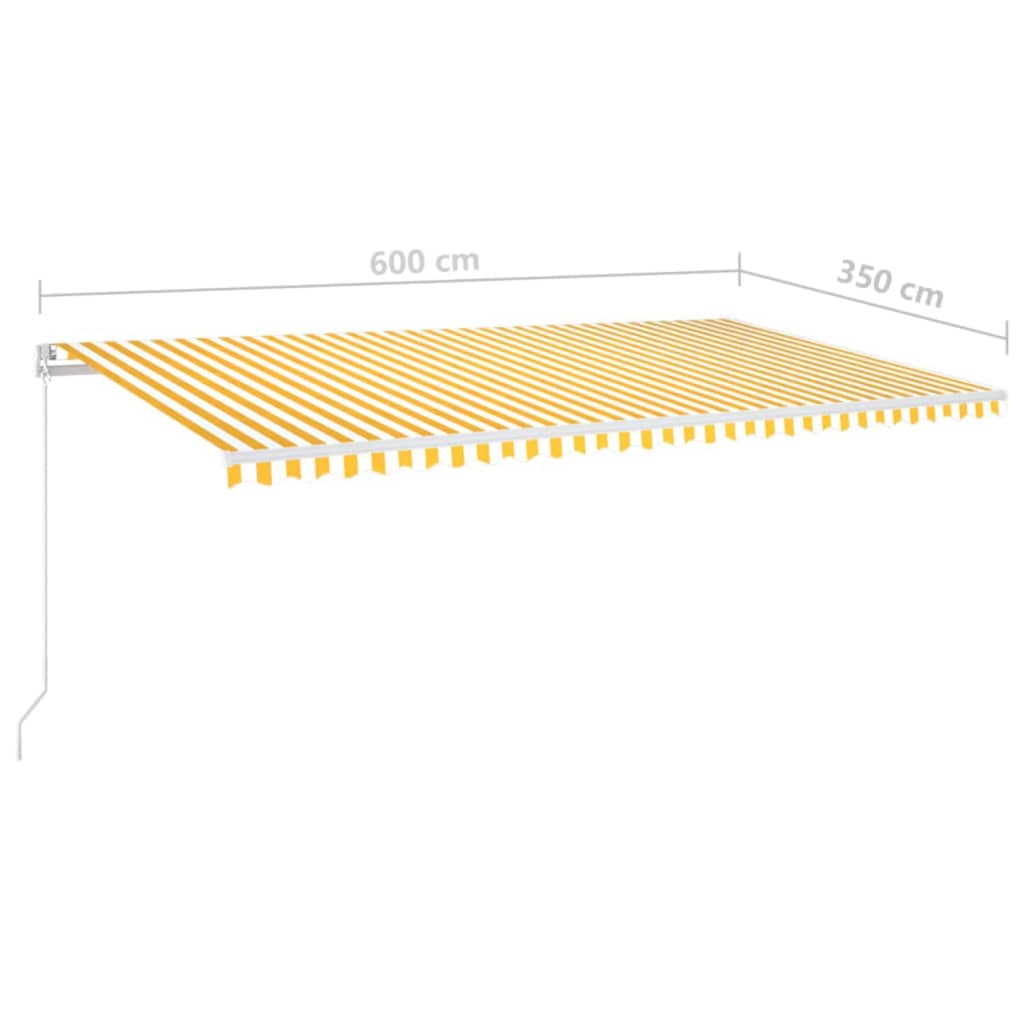 Tenda da Sole Retrattile Manuale LED 600x350 cm Giallo Bianco | homemem39