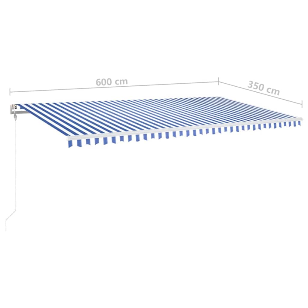 Tenda Automatica con Sensore Vento e LED 600x350 cm Blu Bianca | homemem39